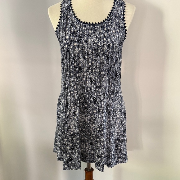 Club Monaco Dresses & Skirts - Navy and White Print Silk Tank Dress